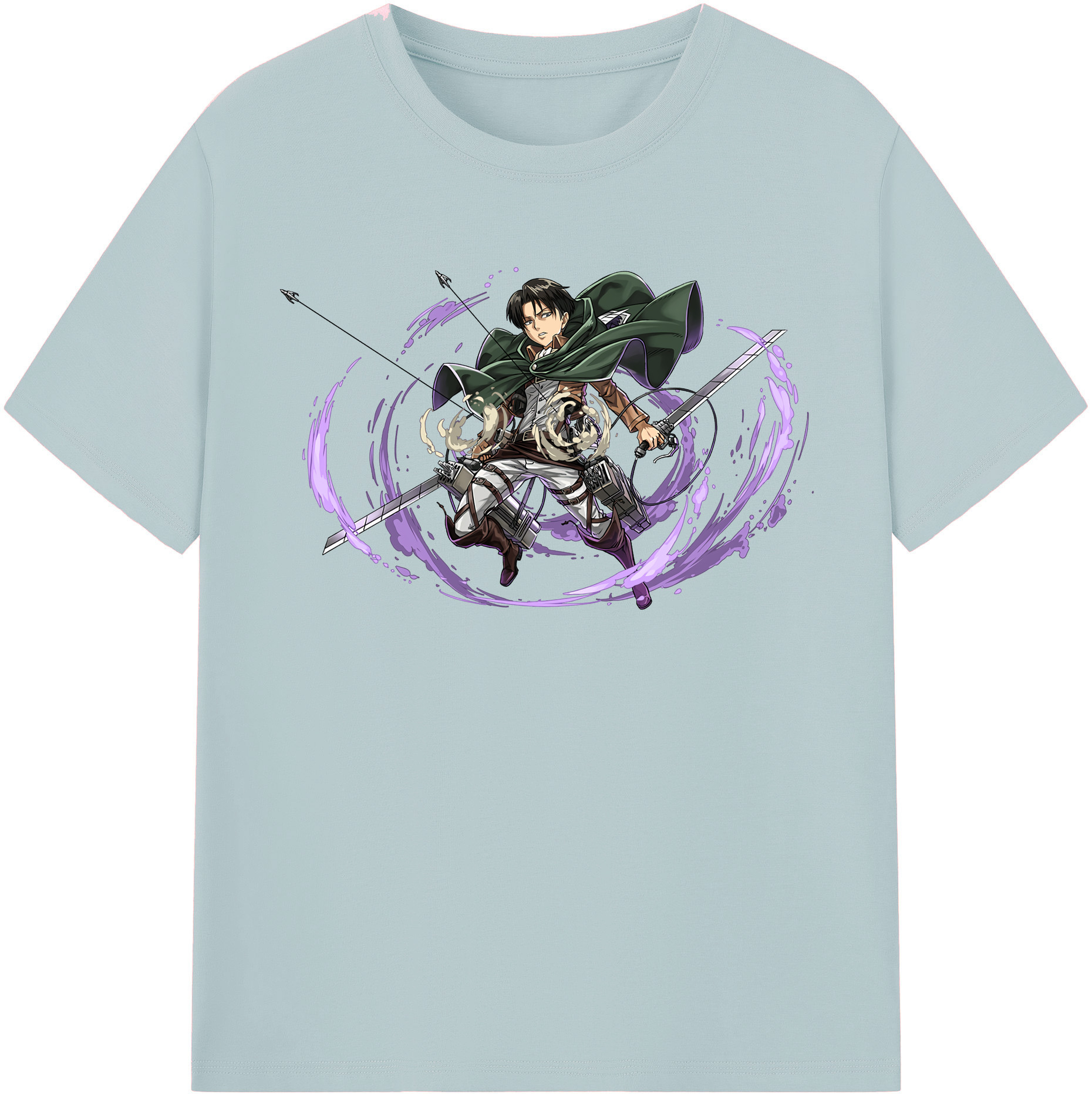 （画像用） 進撃の巨人 リヴァイ·アッカーマン Attack on Titan Levi Ackerman 綿100％半袖Tシャツ（フロントプリント）